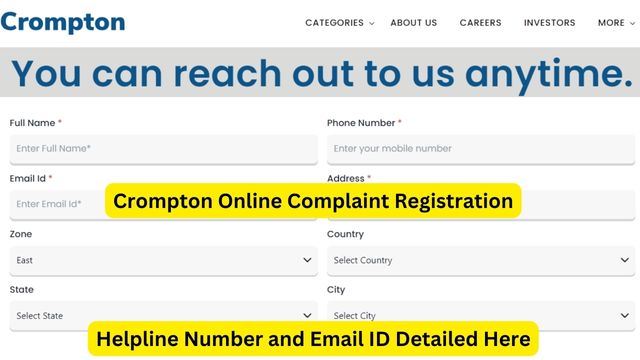Crompton Online Complaint Registration, Helpline Number and Email ID at www.crompton.co.in