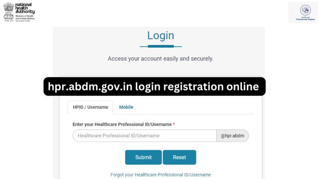 hpr.abdm.gov.in login registration online